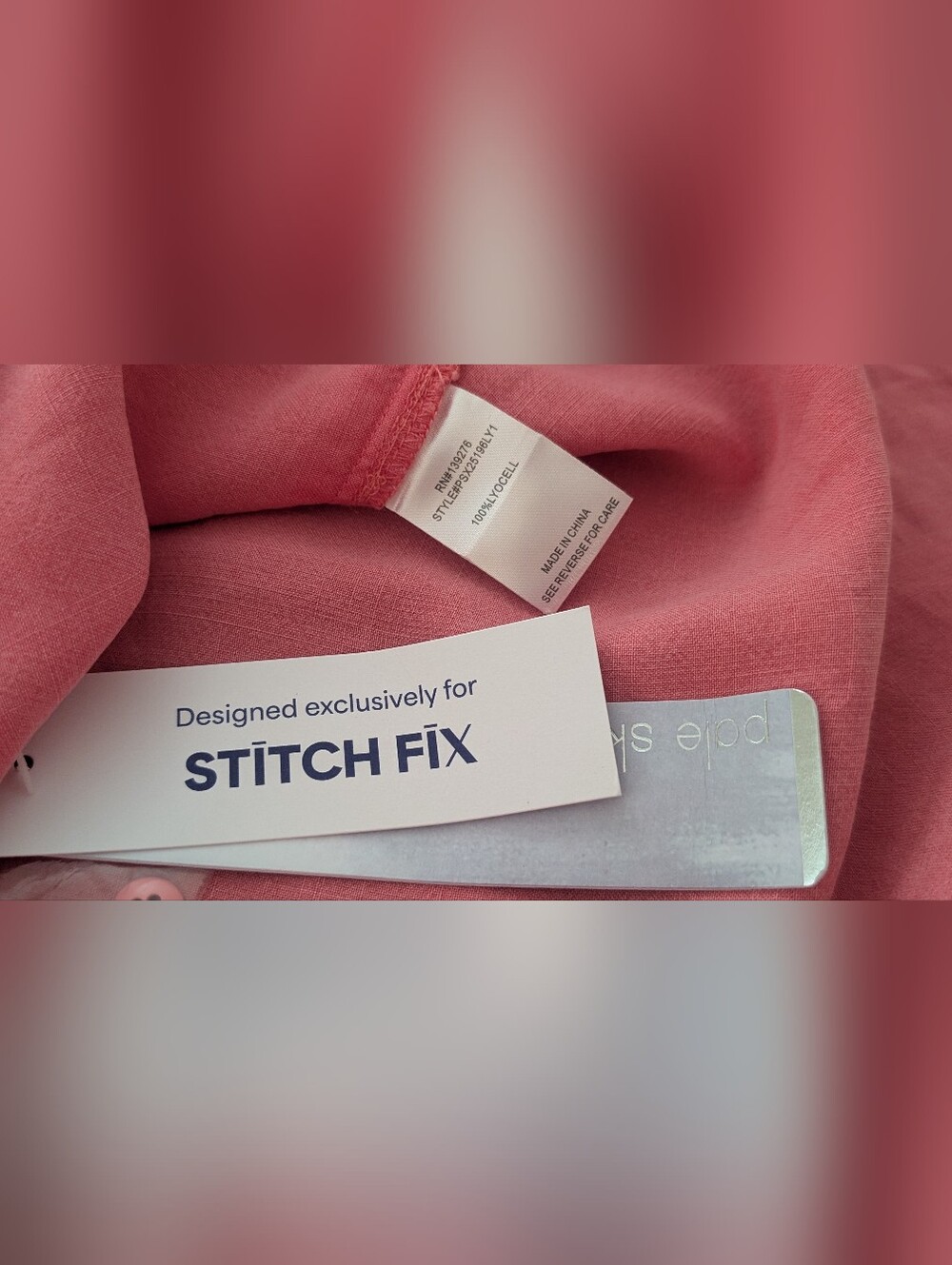 Pink Flutter-Sleeve V-Neck Button-Front Blouse - Picture 5 of 6